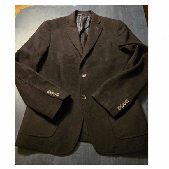 Black felt wool like semi slim men's Blazer Jacket 38R - Picture 1 of 12